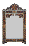 Big Moroccan Bone Inlaid Stamped Metal Mirror