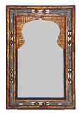 Big Moroccan Bone Inlaid Stamped Metal Mirror