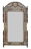 Big Moroccan Bone Inlaid Stamped Metal Mirror