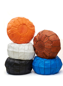 Large Moroccan Leather Pouffe From Marrakech