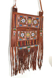Fringed Moroccan Touareg Leather Bag with Embroidery