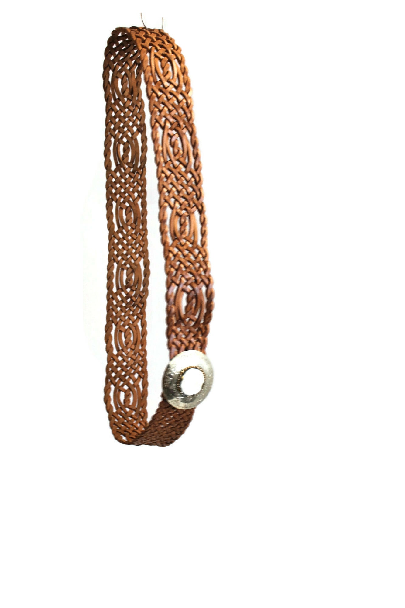 Vintage Handmade Moroccan Braided Leather Belt in Camel, 39\